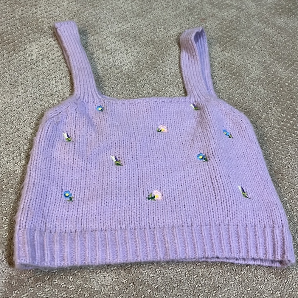 English Factory Women's Embroidered Knit Top lilac